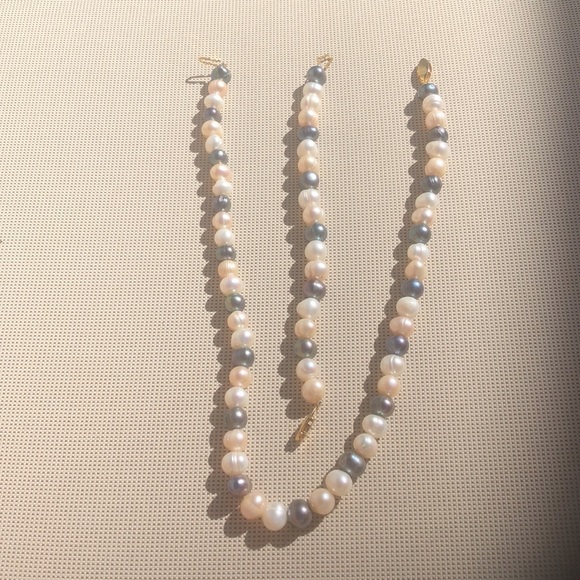 Tri-color Freshwater Pearls necklace and bracelet set, NEW! - Picture 4 of 7